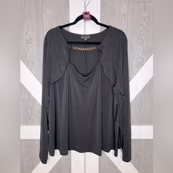 BOLD elements Tops - 138. NWT BOLD elements Chain Link Neckline Black Cutout Blouse 3X